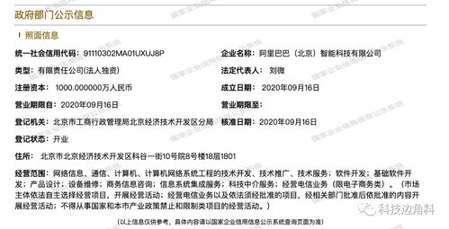 阿里巴巴智能科技公司在北京成立，注冊資本達1000萬專注軟件開發(fā)